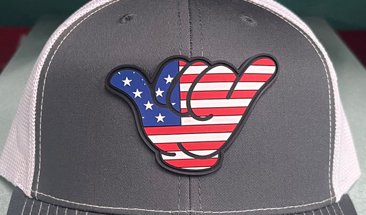 USA Flag Hang Loose Cap - Richardson 112 Snapback Charcoal/White