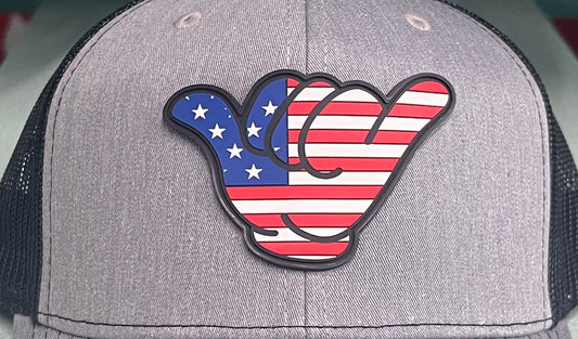 USA Flag Hang Loose Cap - Richardson 112 Snapback Heather Gray/Black