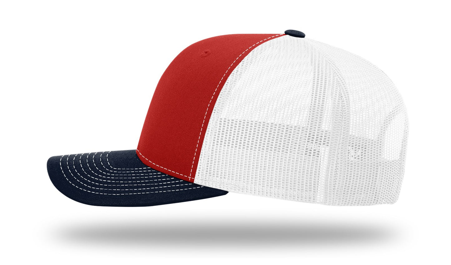 USA Flag Hang Loose Cap - Richardson 112 Snapback Red/White/Black