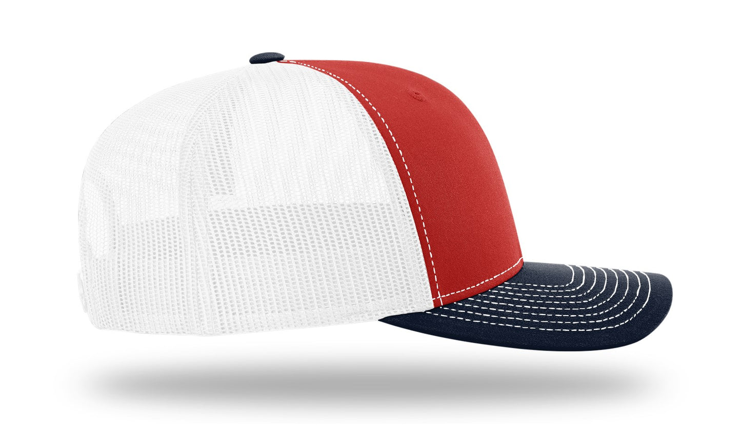 USA Flag Hang Loose Cap - Richardson 112 Snapback Red/White/Black