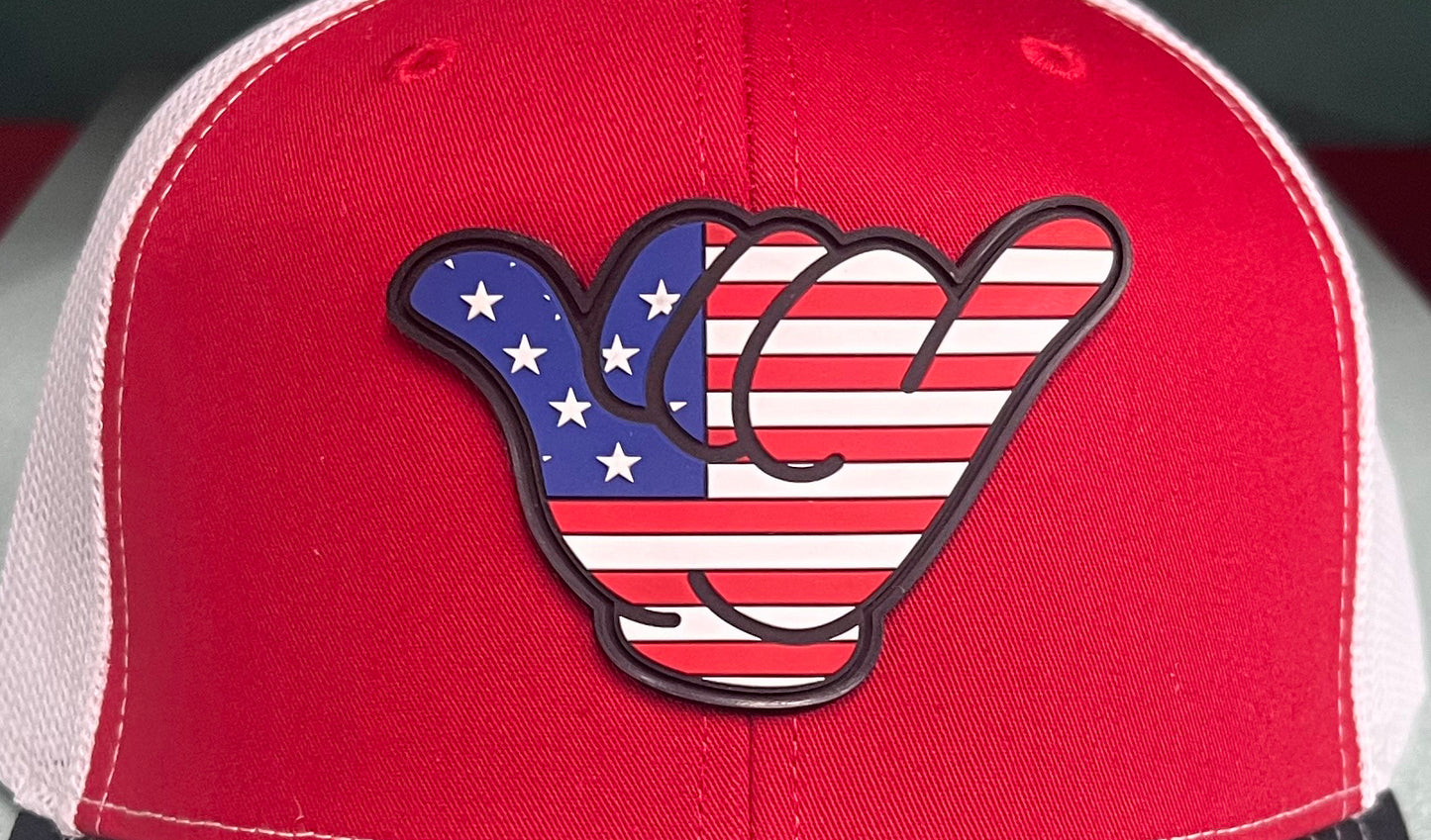 USA Flag Hang Loose Cap - Richardson 112 Snapback Red/White/Black