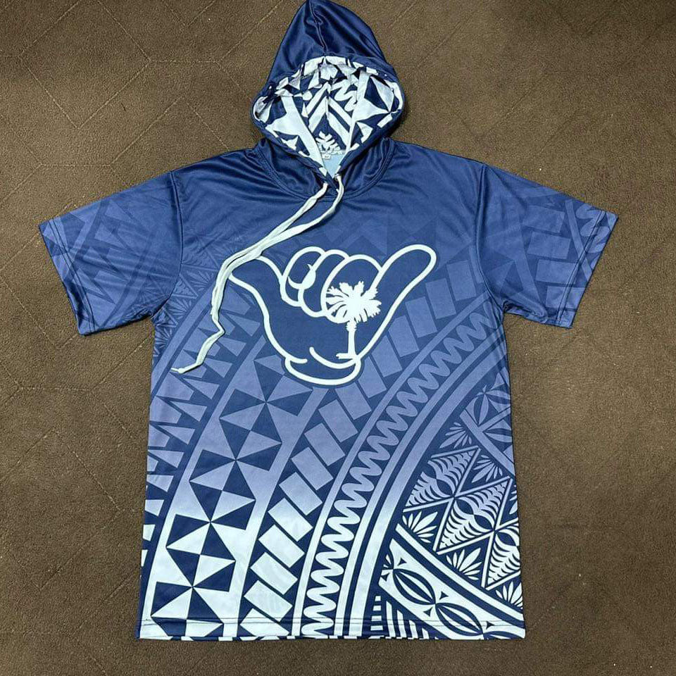 South Carolina Hang Loose Short Sleeve Hoodie Tribal Pattern